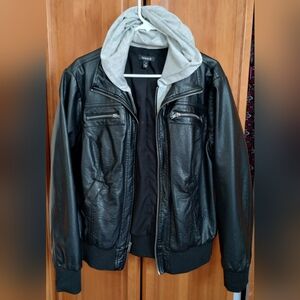 Torrid Black Bomber Jacket with Gray Hood